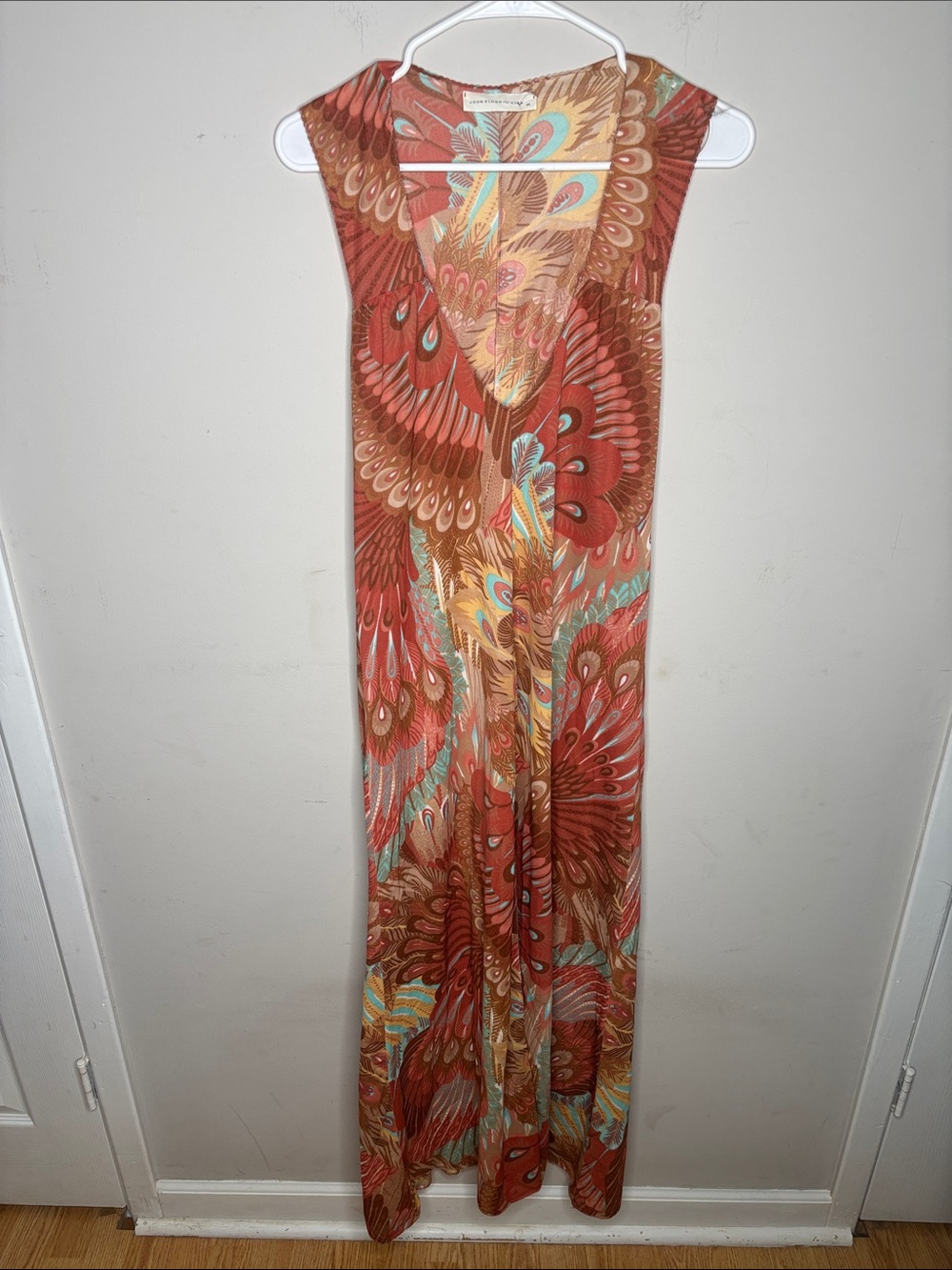 Vintage 1970's Peacock Maxi Dress John Kloss For Cira Size Medium